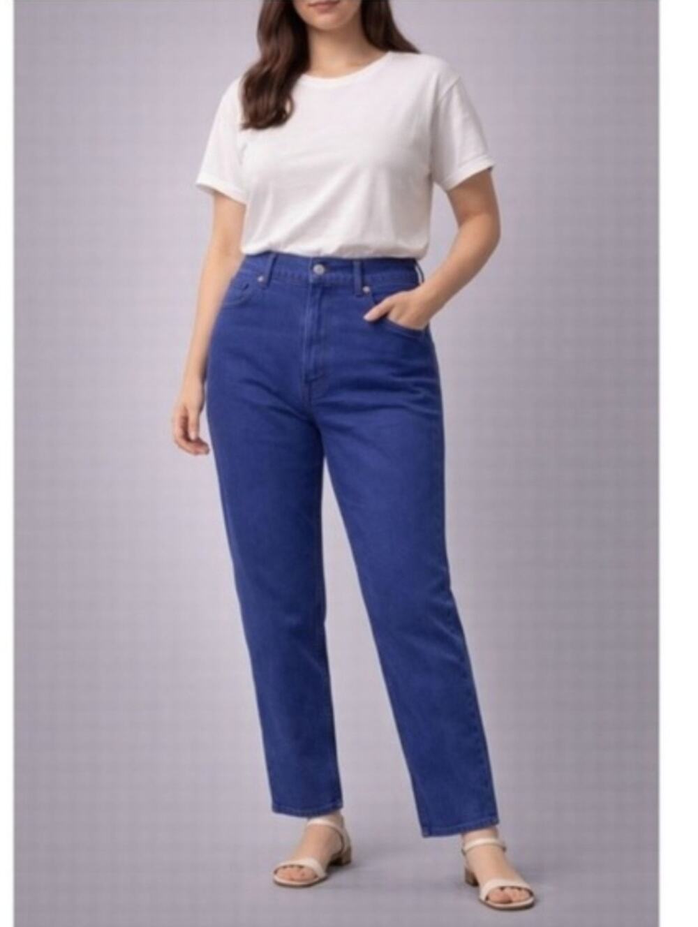 NEW Everlane The Way High Classic Straight-Leg Jeans in Deep Blue 26 Tall